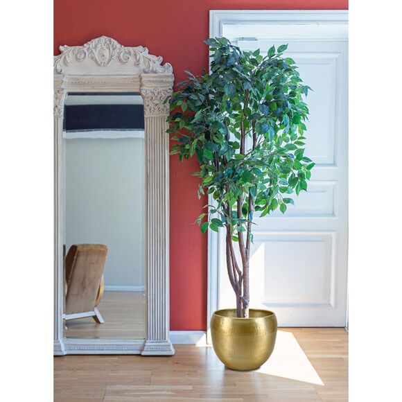 15.5" Diameter 13" Tall Serene Spaces Living Large Brass-Look Aluminum Cachepot - Picture 2 of 5